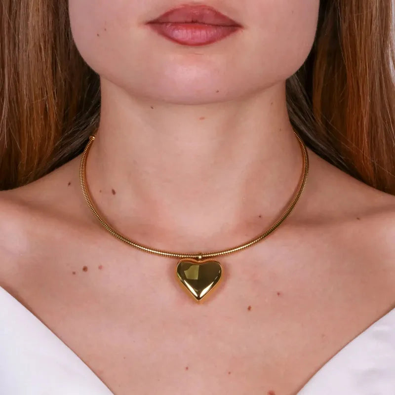 Collana in Acciaio semi rigida con ciodolo a cuore