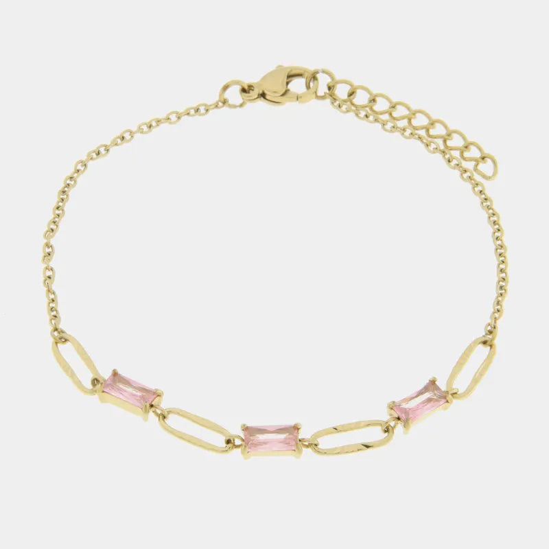 Bracciale in Acciaio con catene ovali e puntiluce
