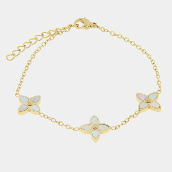 Bracciale in Acciaio con fiore a quattro petali - BYSIMON gioielli