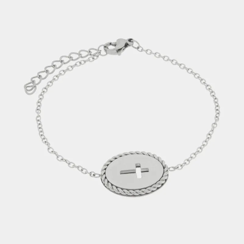 Bracciale in Acciaio con medaglia croce