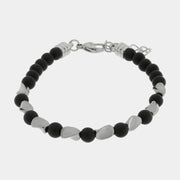Bracciale in Acciaio con perle nere e in acciaio