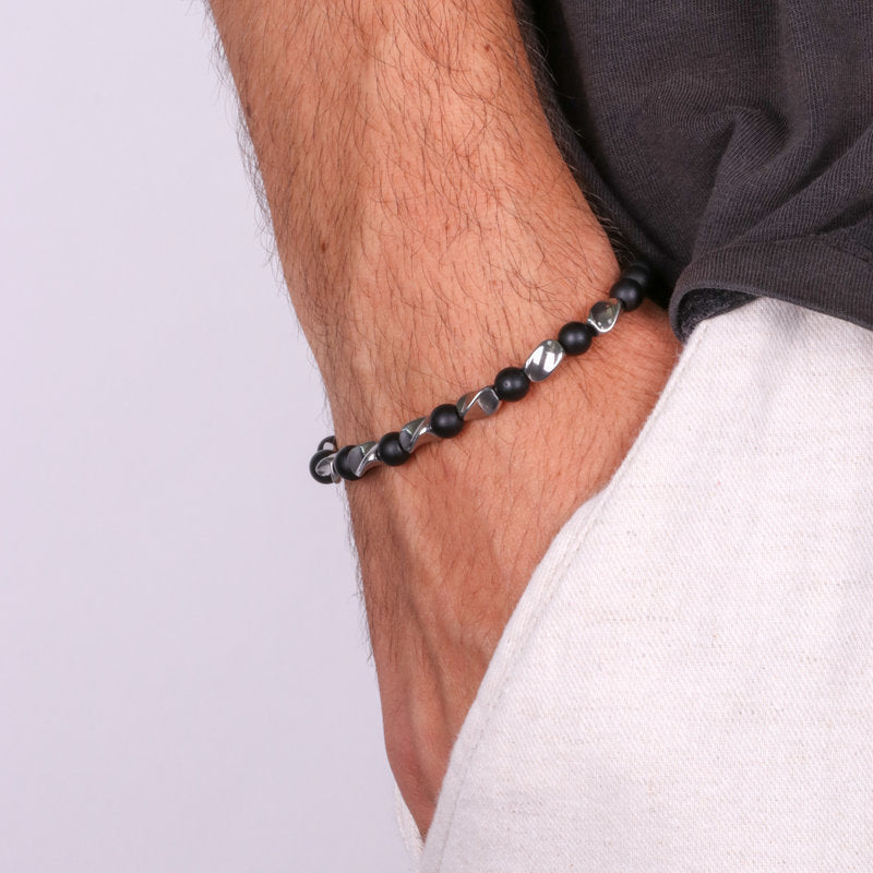 Bracciale in Acciaio con perle nere e in acciaio IJEWEL - gioiello BySimon