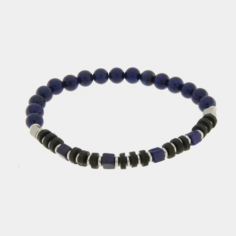 Bracciale in Acciaio con perle e corallini in nero - BYSIMON gioielli