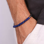 Bracciale in Acciaio con perle e corallini in nero - BYSIMON gioielli