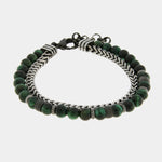 Bracciale in Acciaio doppio con maglia a spiga e perline IJEWEL - gioiello BySimon