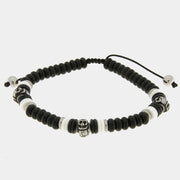 Bracciale in Acciaio con laccetto e perline