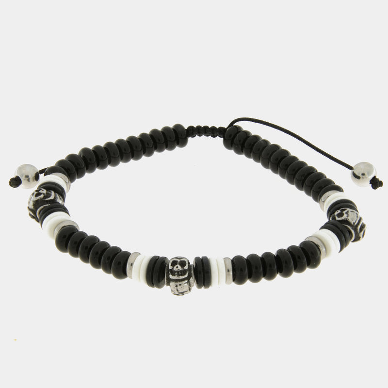 Bracciale in Acciaio con laccetto e perline IJEWEL - gioiello BySimon