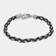Bracciale in Acciaio con catena e filo nero
