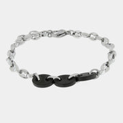 Bracciale in Acciaio con maglia marina nera