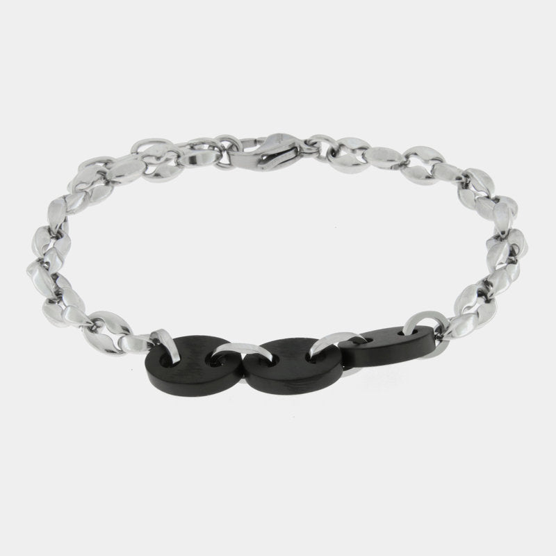 Bracciale in Acciaio con maglia marina nera IJEWEL - gioiello BySimon