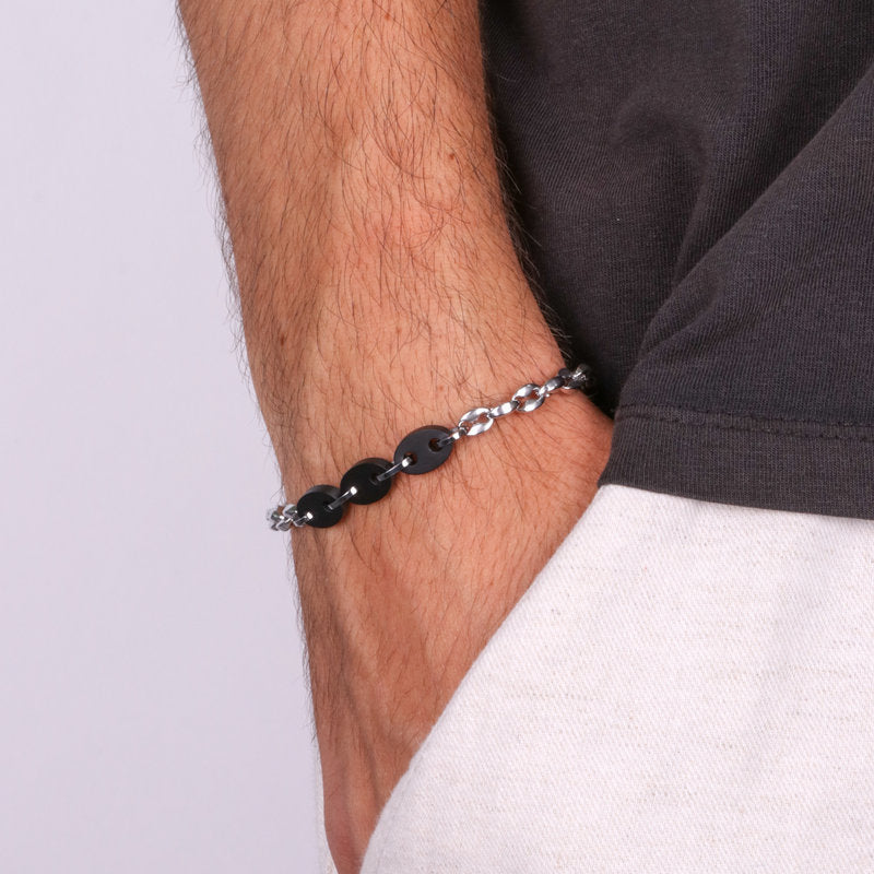 Bracciale in Acciaio con maglia marina nera IJEWEL - gioiello BySimon