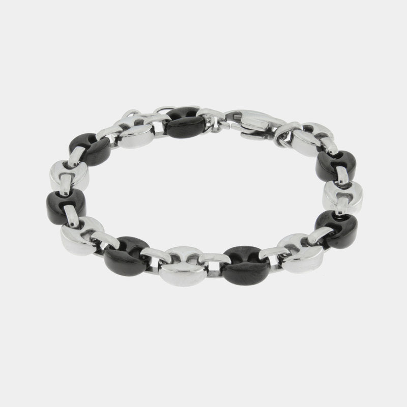 Bracciale in Acciaio con maglia marina acciaio e e nera IJEWEL - gioiello BySimon