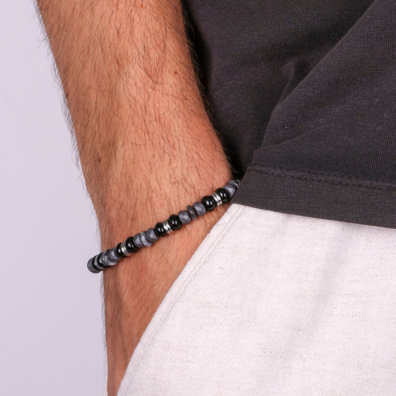 Bracciale in Acciaio con pietre e catena IJEWEL - gioiello BySimon