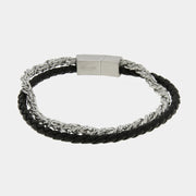 Bracciale in Acciaio doppio filo nero e argento