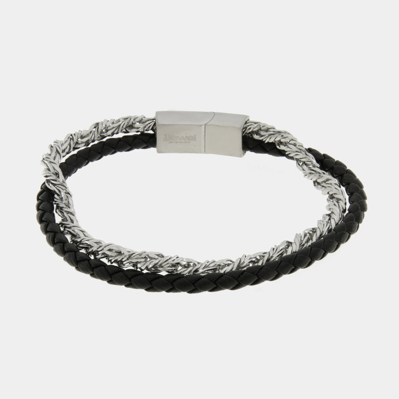 Bracciale in Acciaio doppio filo nero e argento IJEWEL - gioiello BySimon