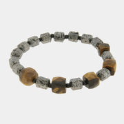 Bracciale in Acciaio con pietre grigie e marroni