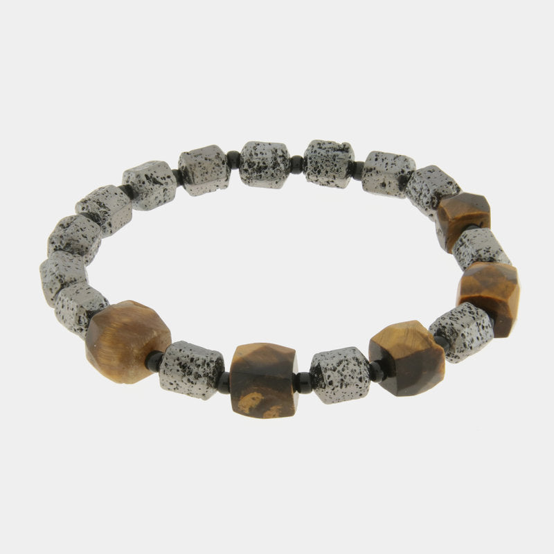 Bracciale in Acciaio con pietre grigie e marroni IJEWEL - gioiello BySimon