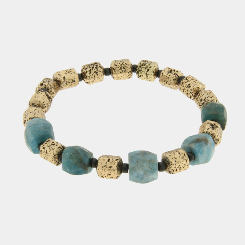 Bracciale in Acciaio con pietre azzurre e oro IJEWEL - gioiello BySimon
