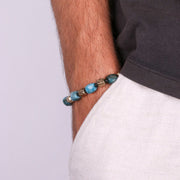 Bracciale in Acciaio con pietre azzurre e oro