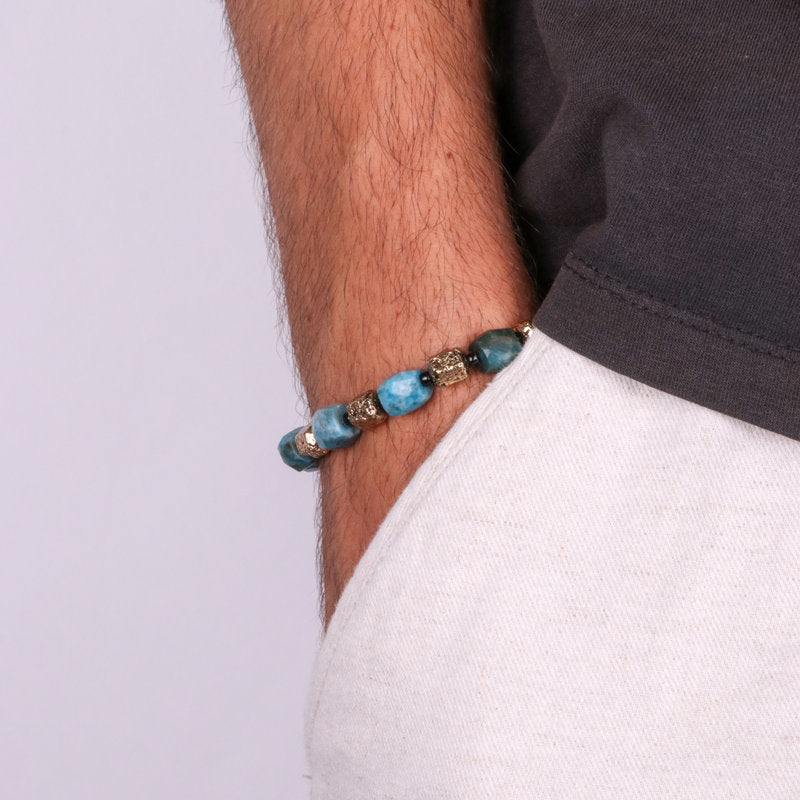 Bracciale in Acciaio con pietre azzurre e oro IJEWEL - gioiello BySimon