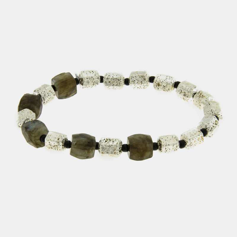Bracciale in Acciaio con pietre marroni IJEWEL - gioiello BySimon