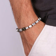 Bracciale in Acciaio con pietre marroni