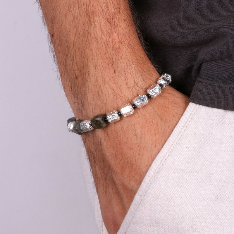 Bracciale in Acciaio con pietre marroni IJEWEL - gioiello BySimon