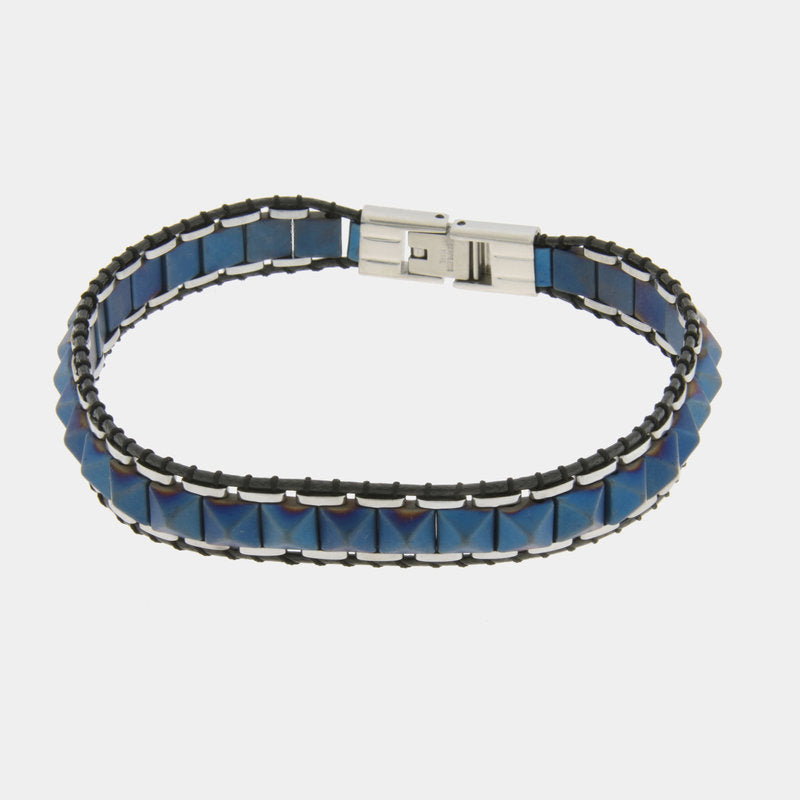 Bracciale in Acciaio maglia a binario blu IJEWEL - gioiello BySimon