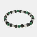 Bracciale in Acciaio con sfere bianche , nere e pietre verdi IJEWEL - gioiello BySimon