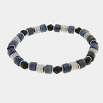 Bracciale in Acciaio con sfere blu, bianche e pietre nere IJEWEL - gioiello BySimon