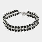 Bracciale in Acciaio doppio filo di perline nere IJEWEL - gioiello BySimon
