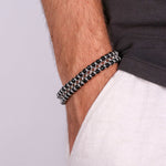 Bracciale in Acciaio doppio filo di perline nere IJEWEL - gioiello BySimon