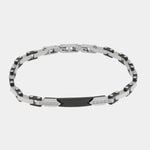 Bracciale in Acciaio maglia carrarmato con dettagli in nero - BYSIMON gioielli