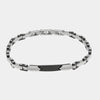 Bracciale in Acciaio maglia carrarmato con dettagli in nero