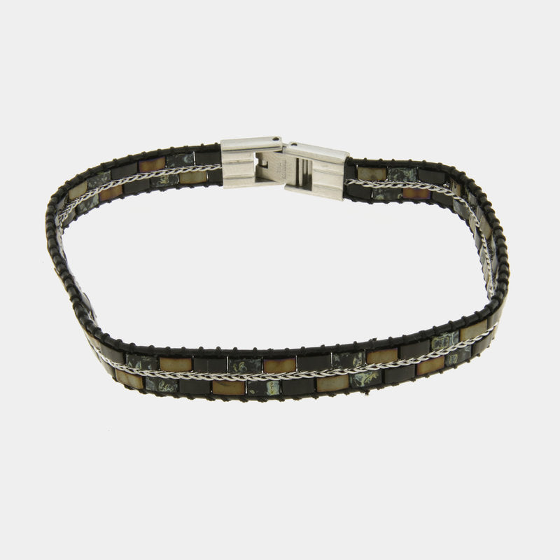 Bracciale in Acciaio nero e con dettaglio argento IJEWEL - gioiello BySimon