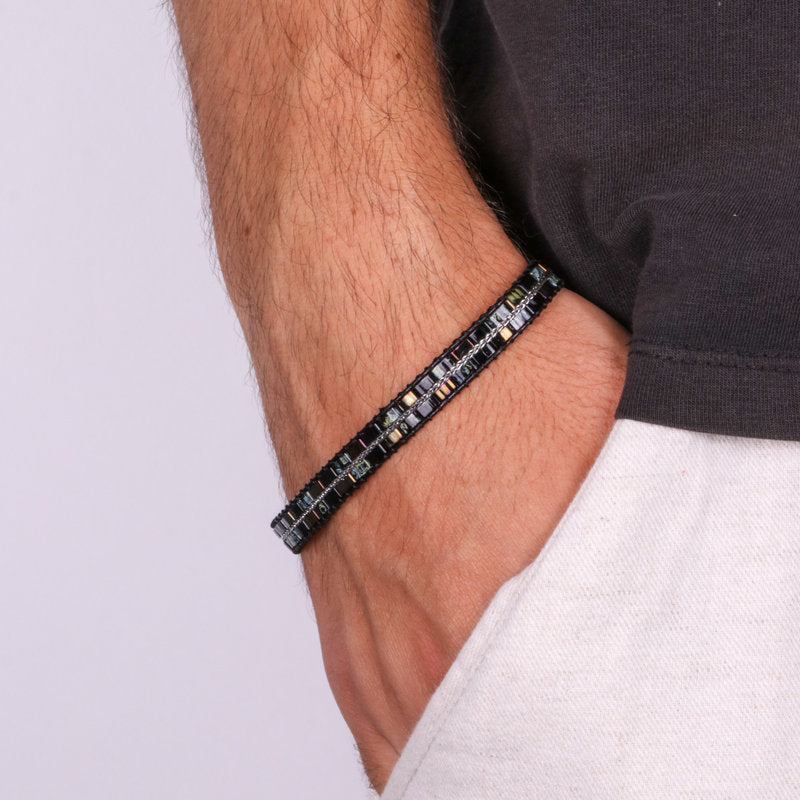 Bracciale in Acciaio nero e con dettaglio argento IJEWEL - gioiello BySimon