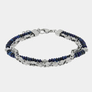 Bracciale in Acciaio doppio con catena e perline nere