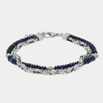 Bracciale in Acciaio doppio con catena e perline nere IJEWEL - gioiello BySimon