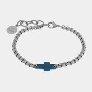 Bracciale in Acciaio con croce blu