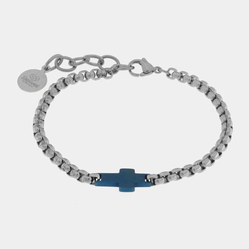 Bracciale in Acciaio con croce blu - BYSIMON gioielli