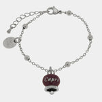 Bracciale in Acciaio con campanella pendente borgogna   con scritta Capri - BYSIMON gioielli