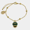 Bracciale in Acciaio con campanella pendente verde   con scritta Capri