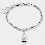 Bracciale in Acciaio a perline con campanella  pendente  con scritta Capri - BYSIMON gioielli