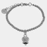 Bracciale in Acciaio a perline con campanella  pendente  con scritta Capri - BYSIMON gioielli