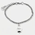 Bracciale in Acciaio Inossidabile con campanella pendente bianca con scritta Capri | gioielli in acciaio inossidabile | BYSIMON