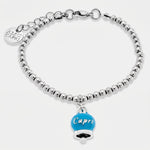 Bracciale in Acciaio Inossidabile con campanella pendente azzurra con scritta Capri | gioielli in acciaio inossidabile | BYSIMON