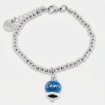 Bracciale in Acciaio  con campanella pendente blu cobalto   con scritta Capri - BYSIMON gioielli