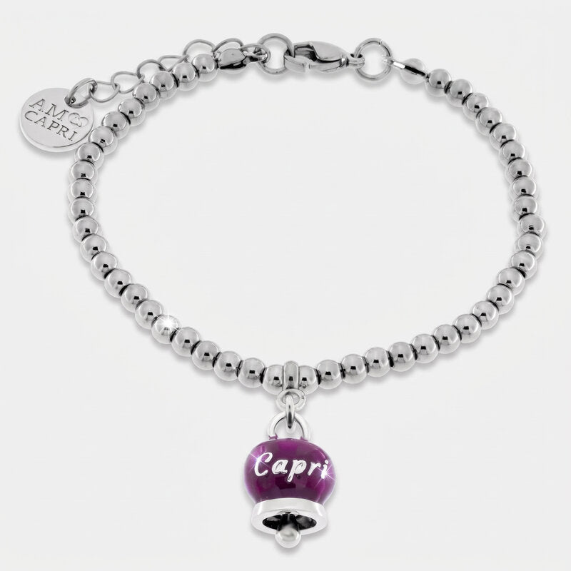 Bracciale in acciaio con campanella Capri | ciondolo per laurea | BYSIMON