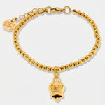Bracciale in Acciaio con campanella pendente placcata oro   con scritta Capri - BYSIMON gioielli