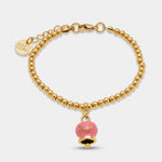 Bracciale in Acciaio  con campanella  pendente rosa  con scritta Capri - BYSIMON gioielli